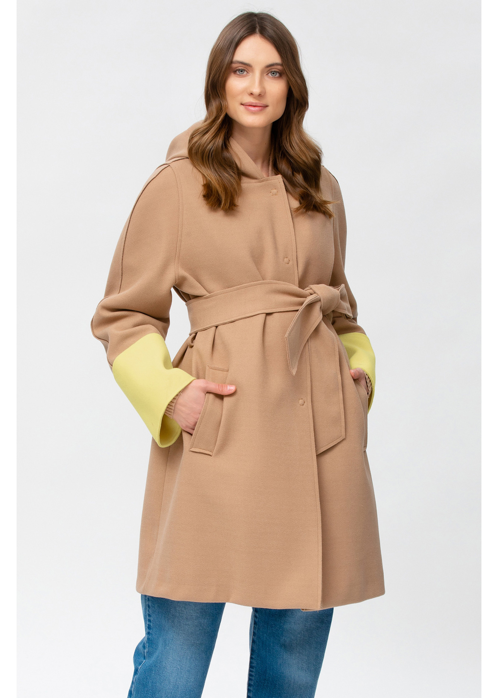 PIETRO BRUNELLI DIVINA COAT WET SAND/YELLOW