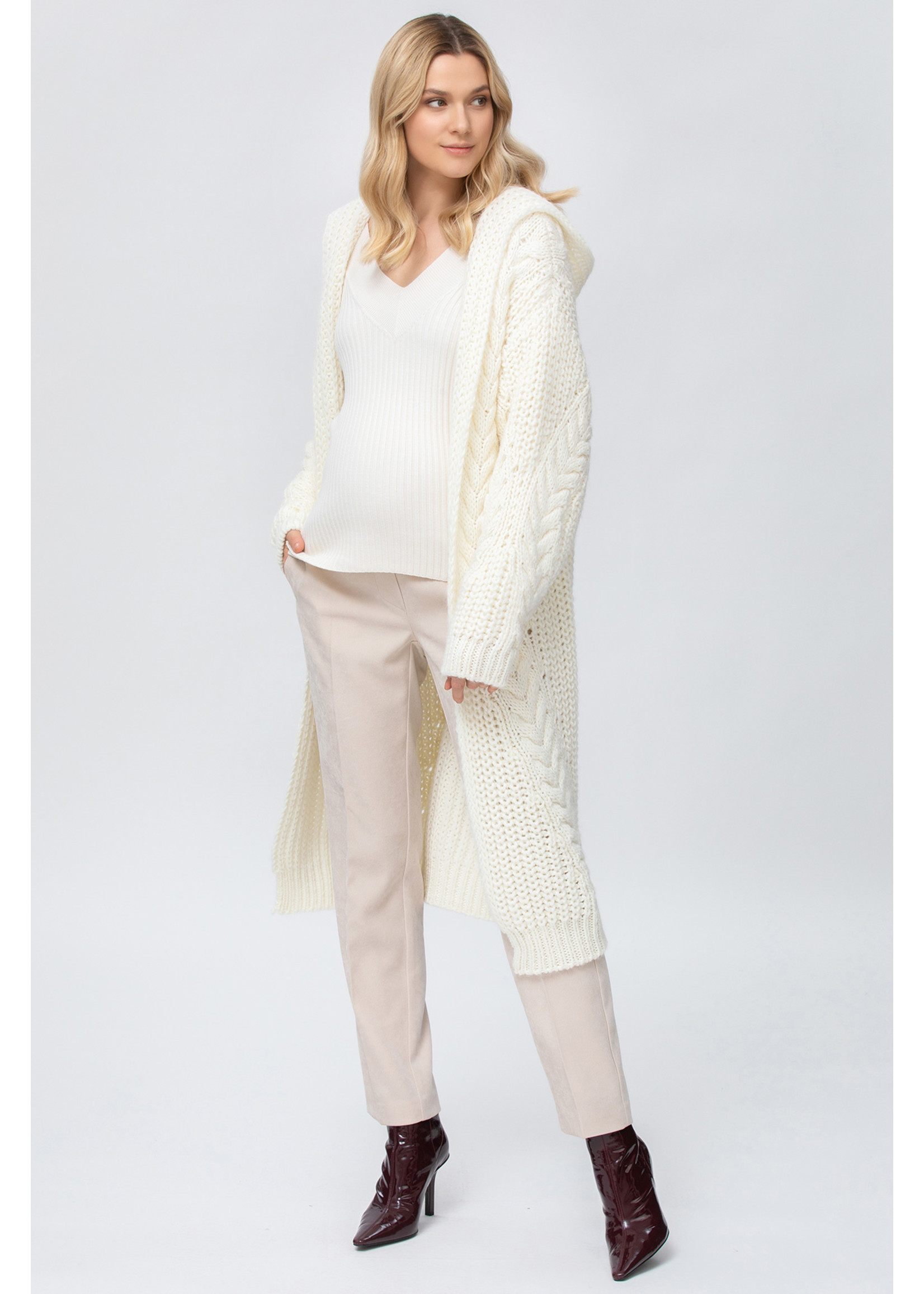 PIETRO BRUNELLI CARDIGAN SAINT MORITZ MAXI CARDIGAN CREAM W HITE