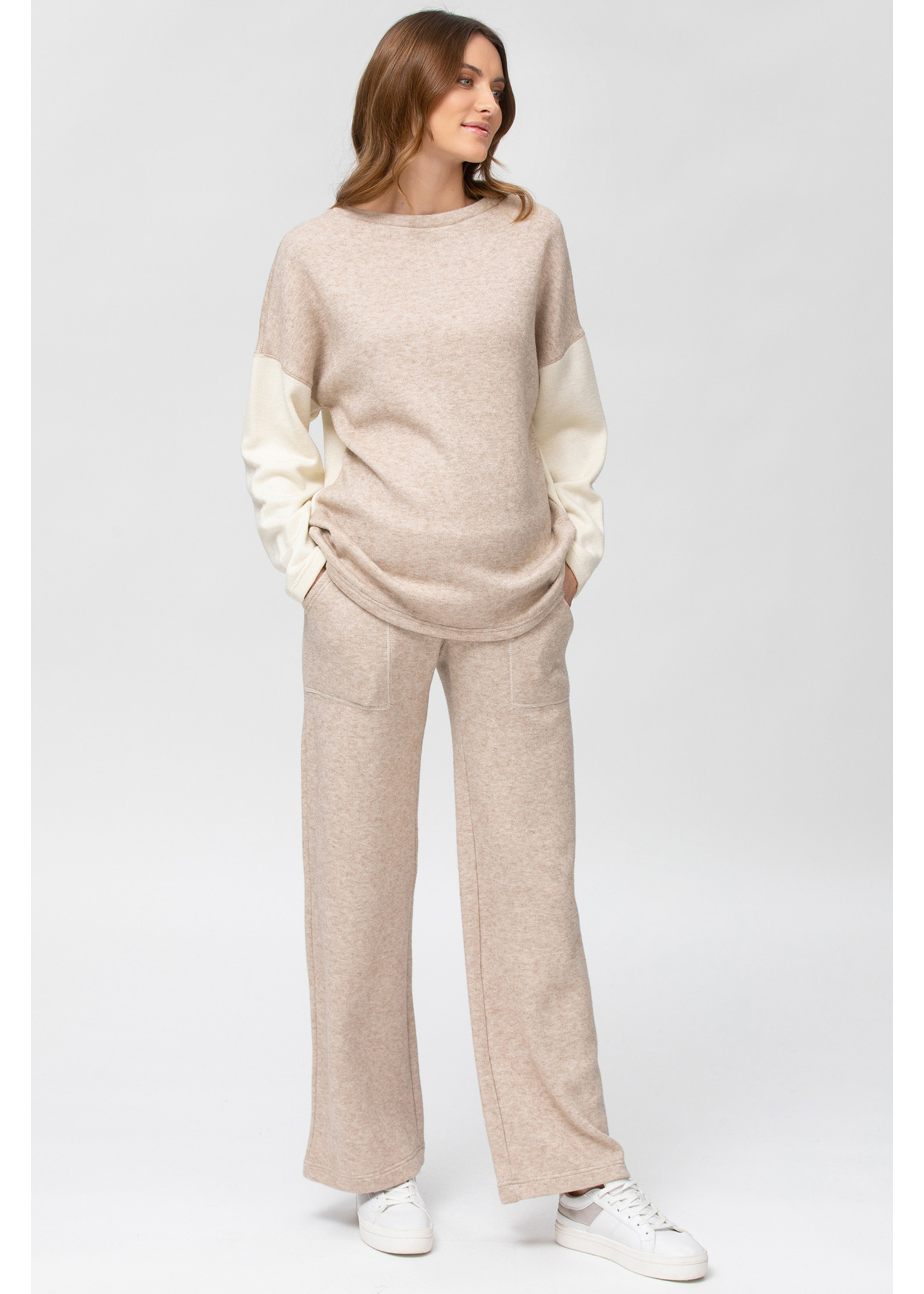 PIETRO BRUNELLI TROUSERS THE COZY PANTS OATMEAL  HEATHER