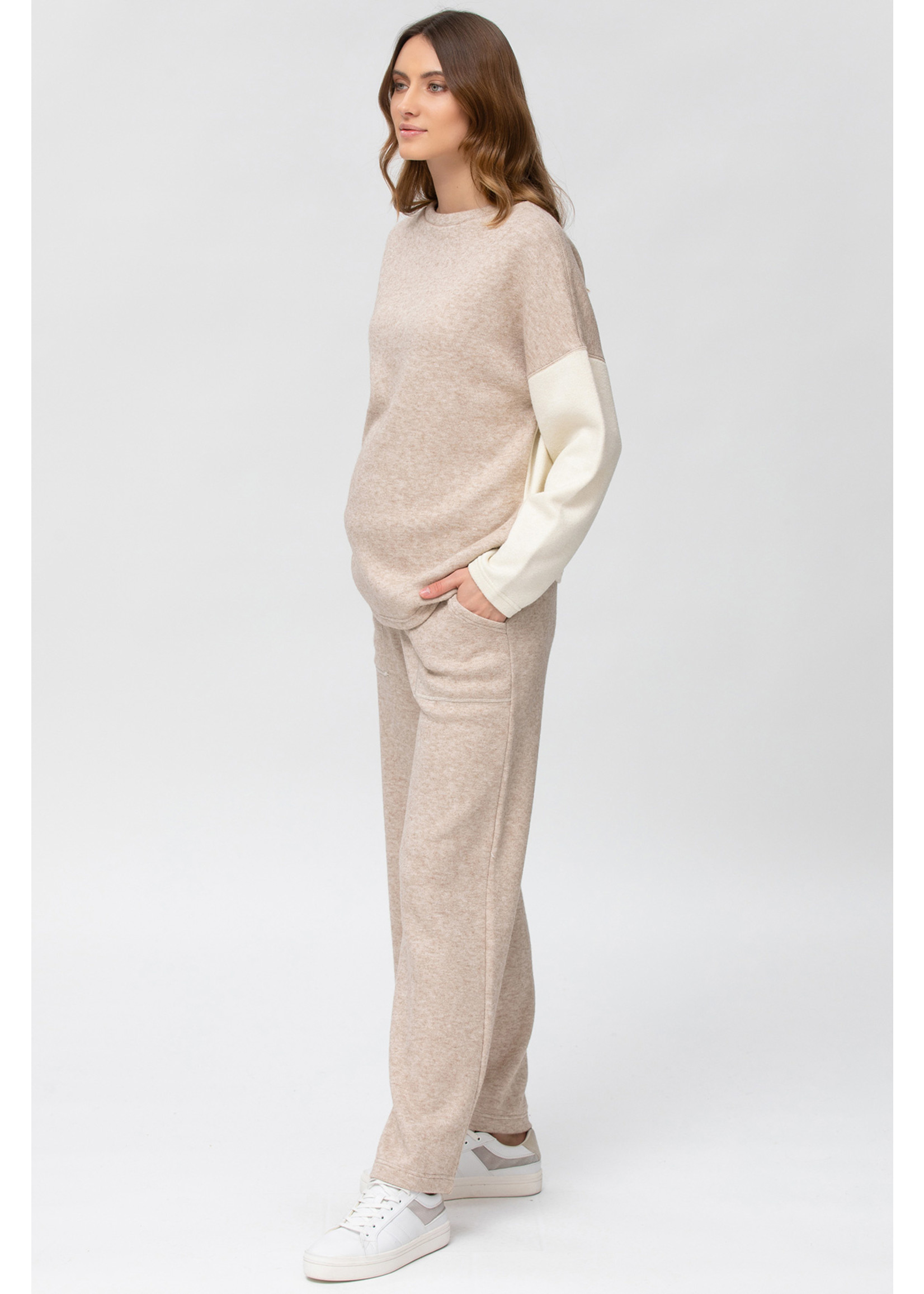 PIETRO BRUNELLI TROUSERS THE COZY PANTS OATMEAL  HEATHER