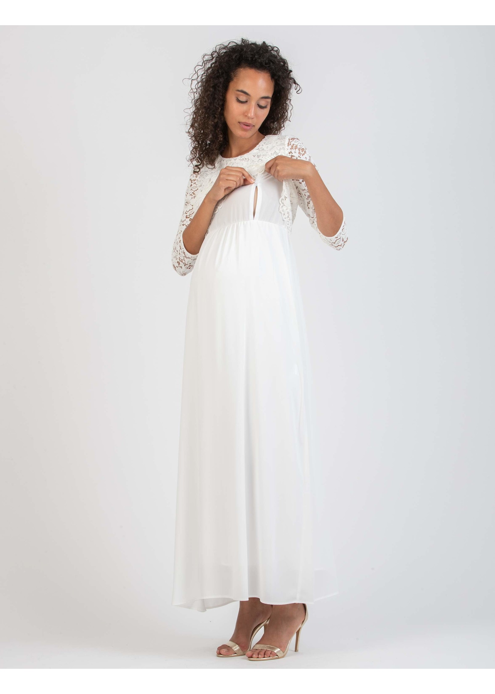 ATTESA Zwangerschaps- en voedingsjurk ELEONORA MAXI, ivory