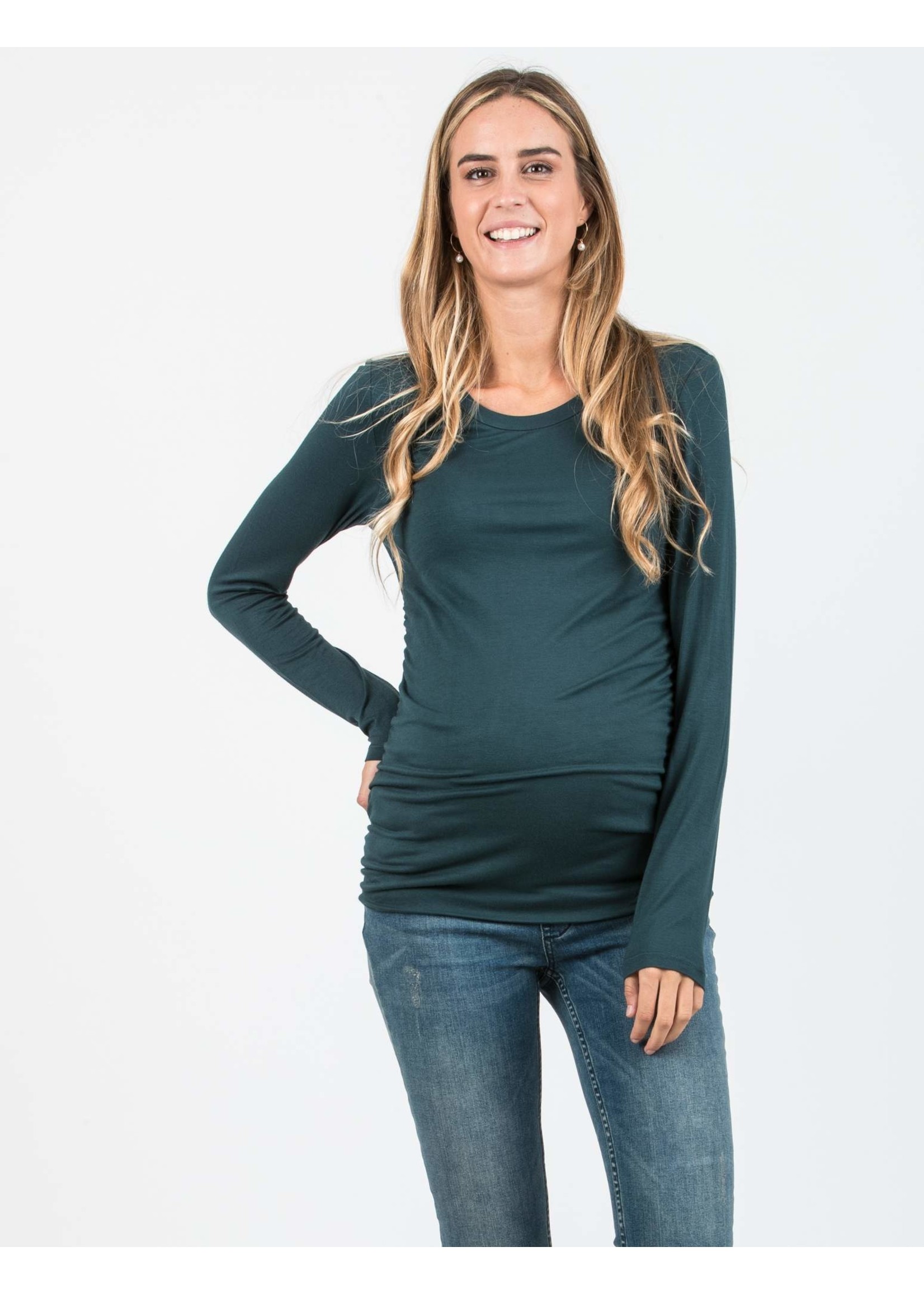 ATTESA ELLEN - Zwangerschapstop met lange mouwen en gerimpelde zijkanten groen