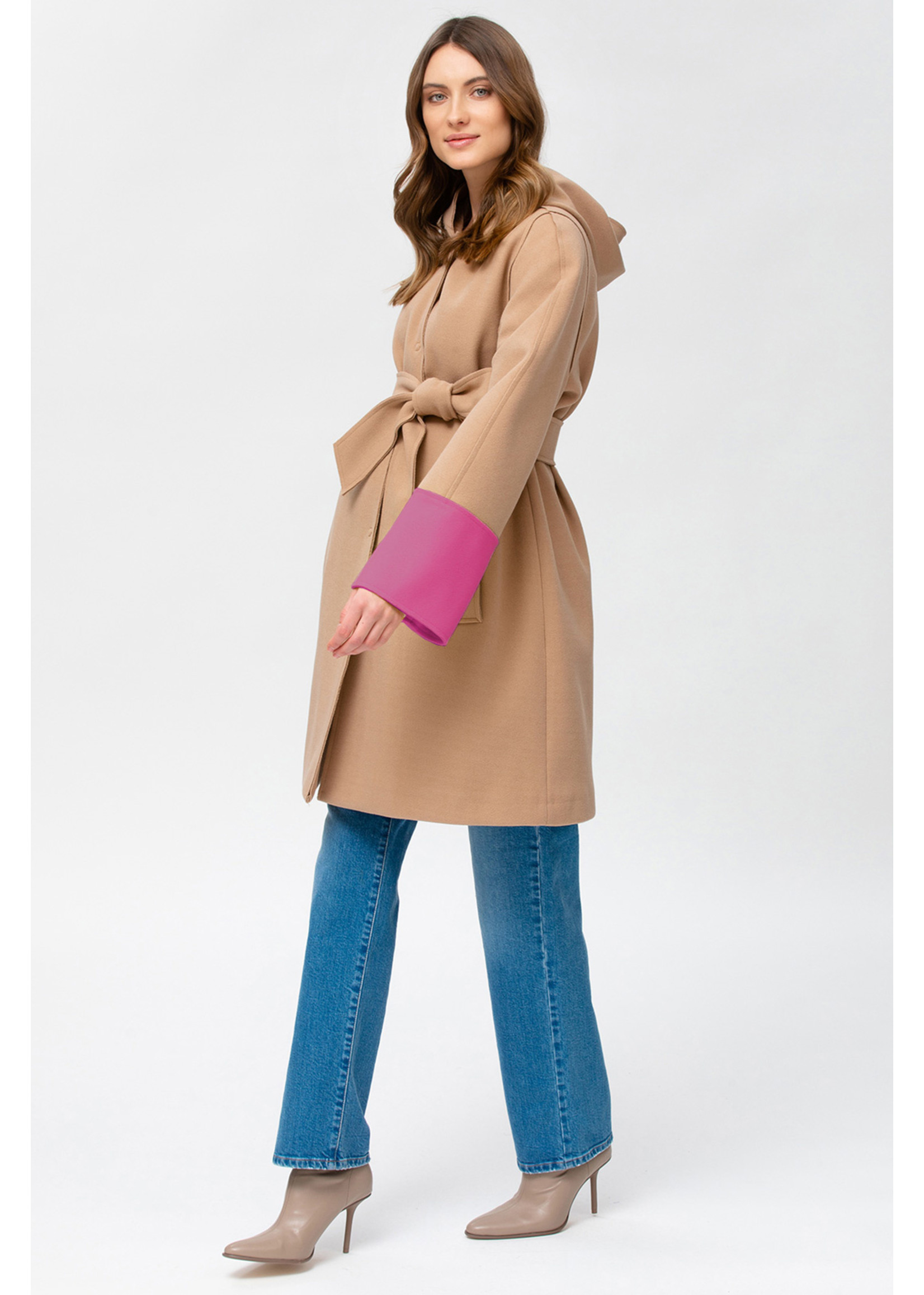 PIETRO BRUNELLI DIVINA COAT WET SAND/FUXIA