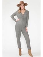 Querentia Maternity V Neck Tie Up Long Sleeve Wrap Jumpsuit