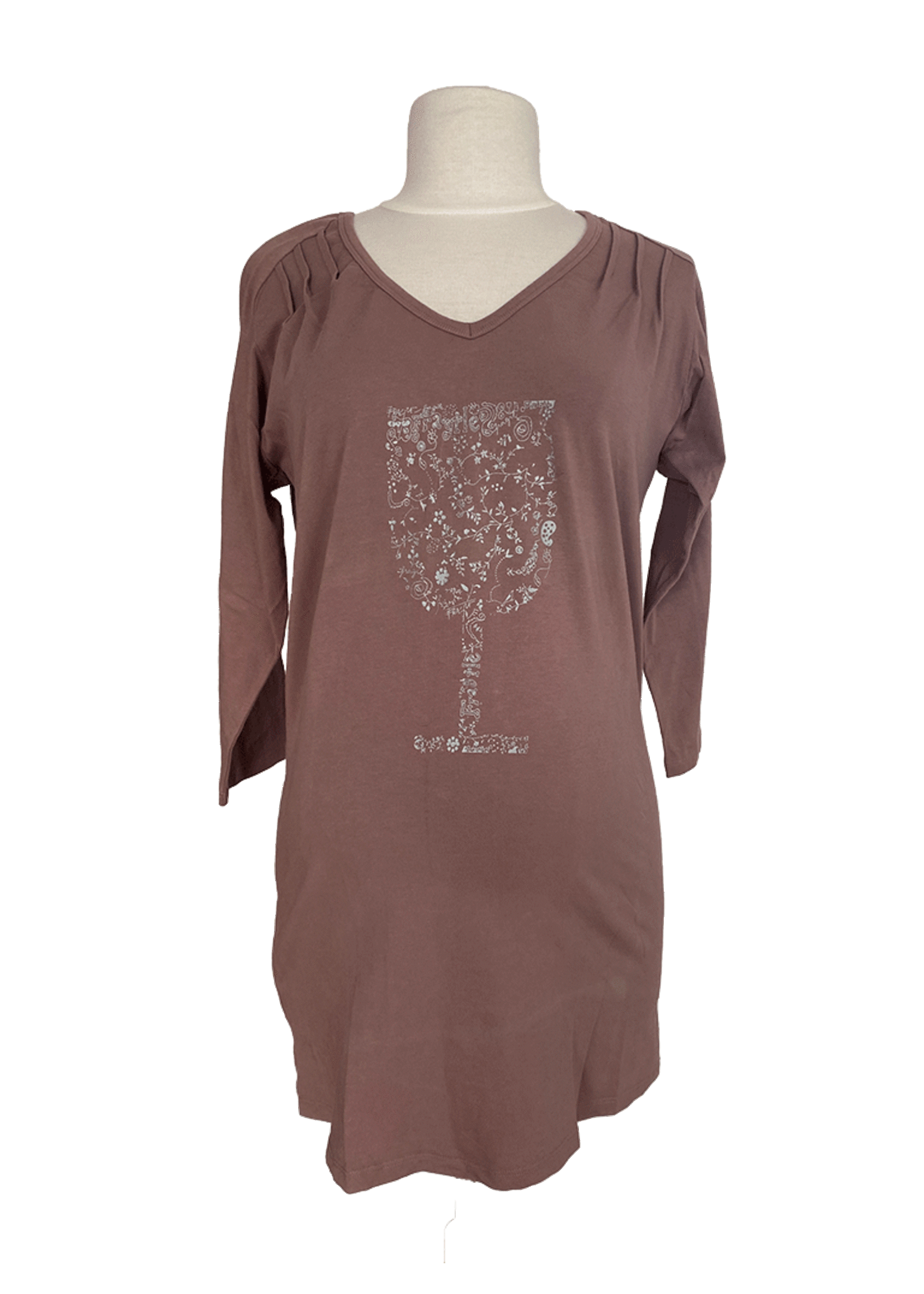 FRAGILE V-neck shirt Washed Cotton MS04X Brown