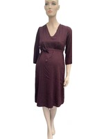 FRAGILE KNOTTED FROWN DRESS SOFT PINSTRIPES BURGUNDY XS