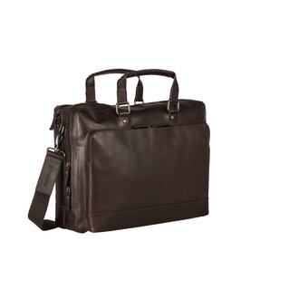 Leonhard Heyden Dakota Zipped Briefcase 2 Compartments Brown