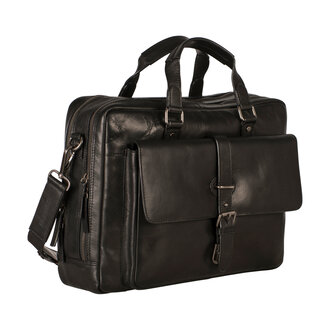 Leonhard Heyden Roma Zipped Briefcase 2 Compartments with Front Pocket Black