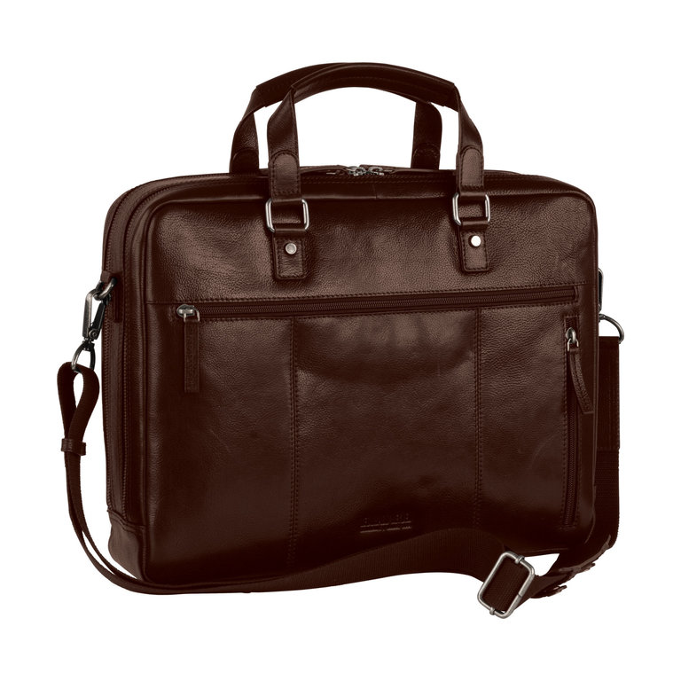 Leonhard Heyden Leonhard Heyden Roma Zipped Briefcase 2 Compartments Brown