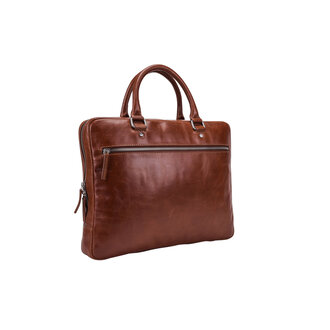 Leonhard Heyden Cambridge Zipped Briefcase 1 Compartment Cognac