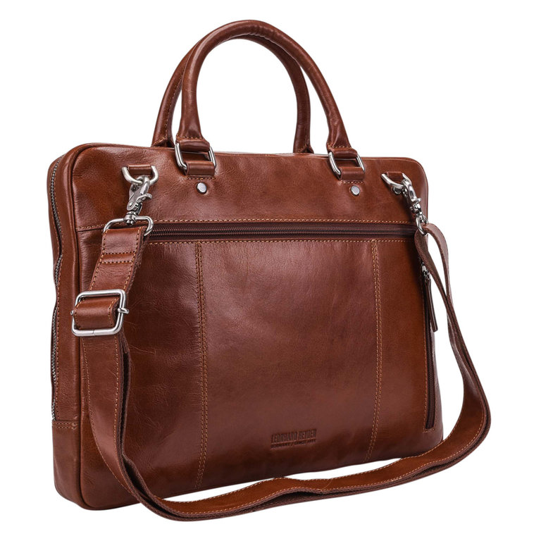 Leonhard Heyden Leonhard Heyden Cambridge Zipped Briefcase 1 Compartment Cognac