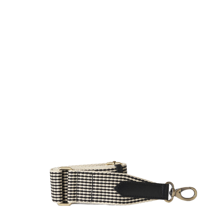 O My Bag O My Bag Checkered Webbing Strap with Black Classic Leather