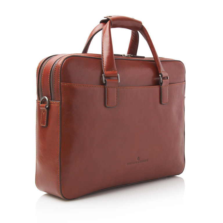 Castelijn & Beerens Castelijn & Beerens Gaucho Paul Laptop Bag 15.6" Double Zip Cognac