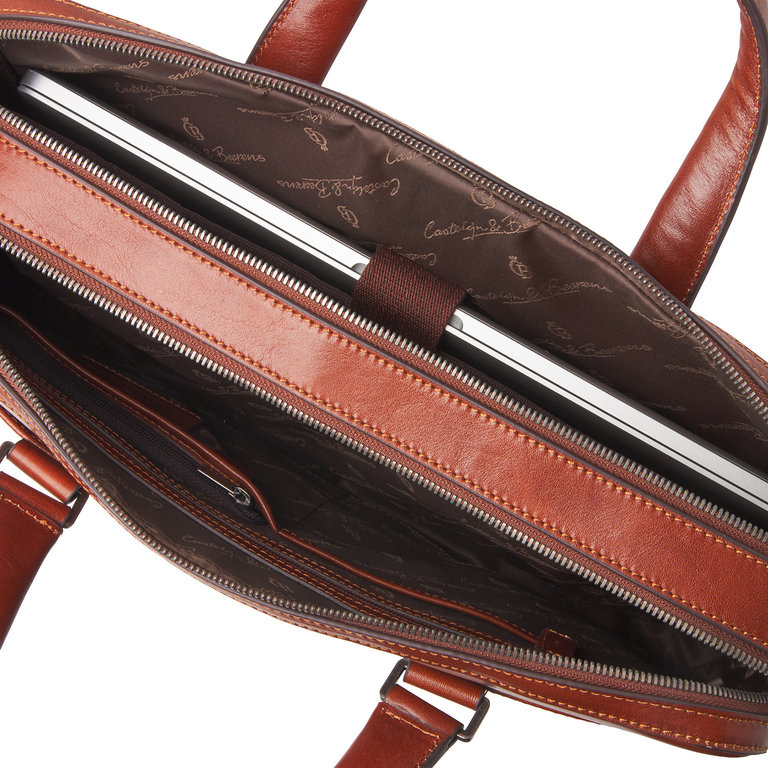 Castelijn & Beerens Castelijn & Beerens Gaucho Paul Laptop Bag 15.6" Double Zip Cognac