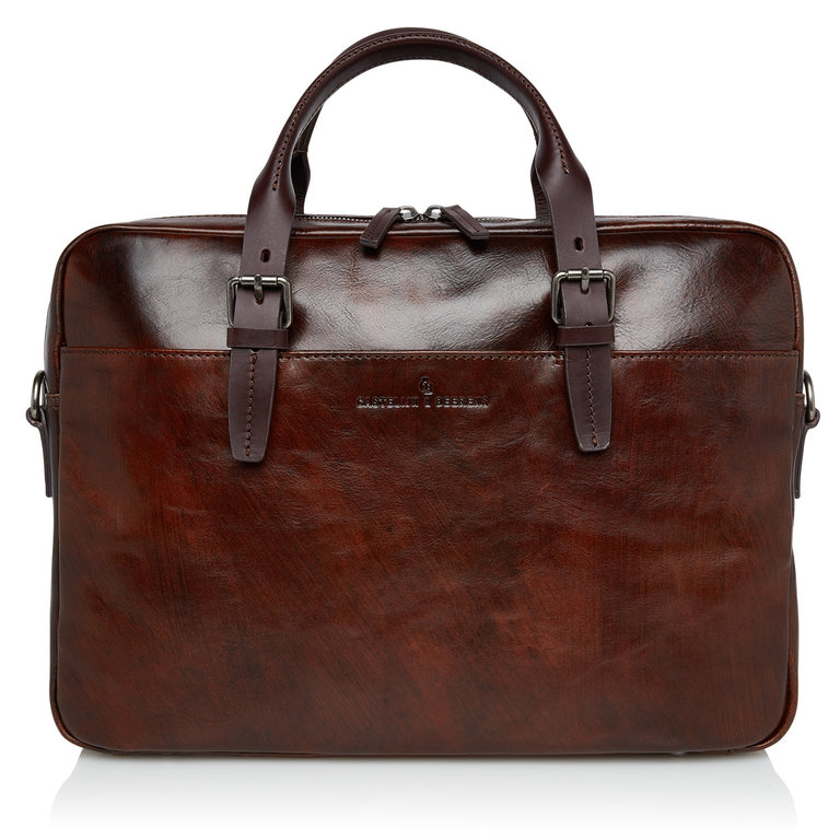 Castelijn & Beerens Castelijn & Beerens Rien Laptop Bag 15.6" + Tablet Double Zip Cognac