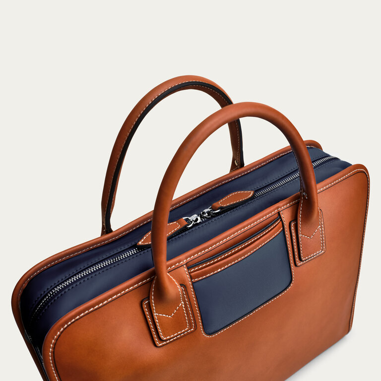 Travelteq Travelteq The Briefcase Cognac Navy