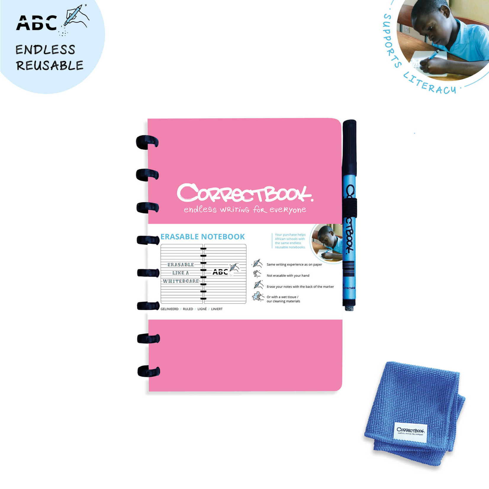 Correctbook CB A5 - Gelinieerd - Roze