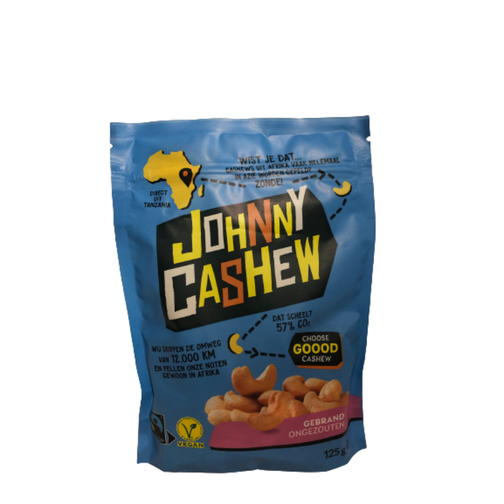 Johnny cashew Johnny Cashew Gebrand Ongezouten 125gr