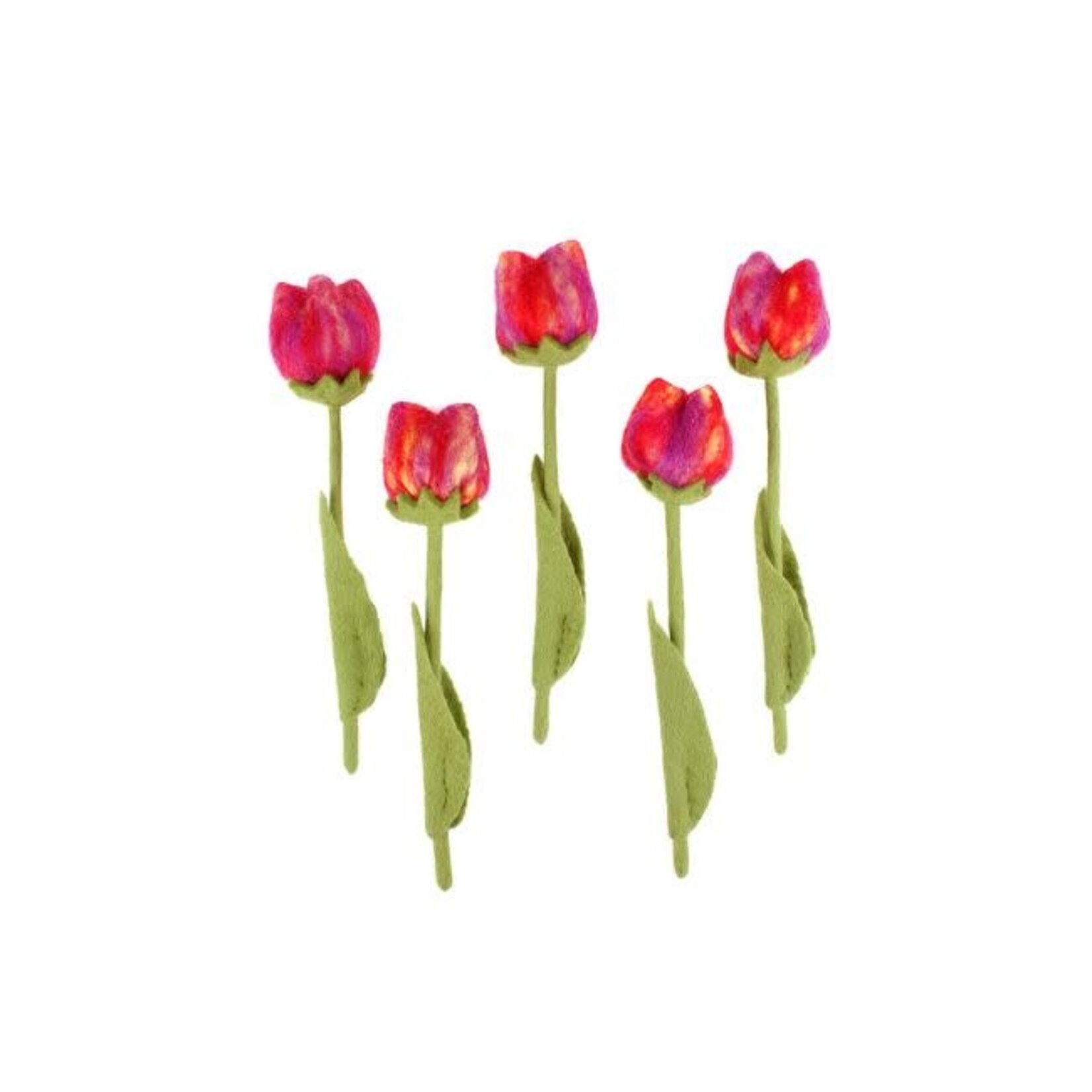 Sjaal met Verhaal Bloem: Tulp Pien - donker rood / paars