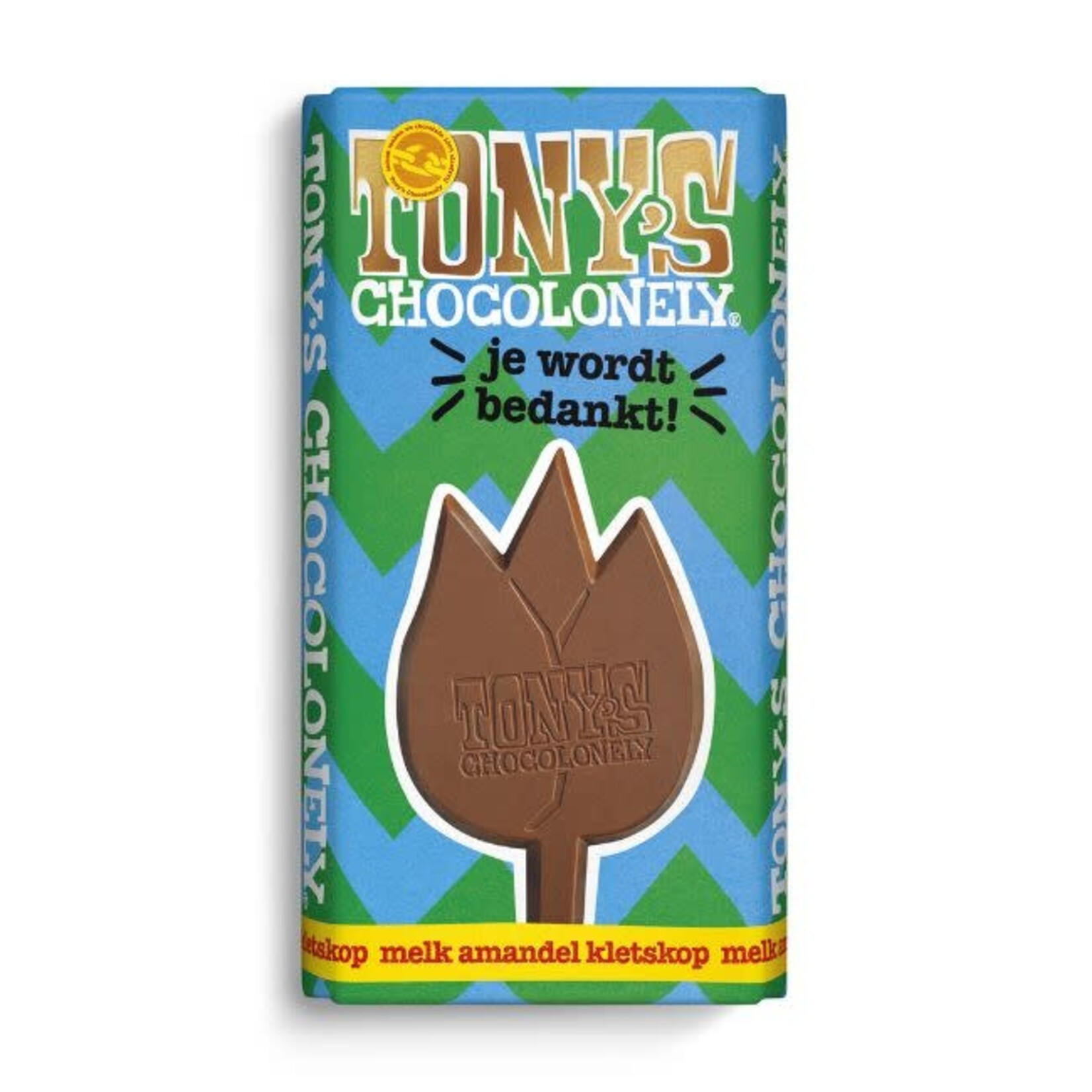 Tony's Chocolonely Tony "Je Wordt Bedankt"(Melk Amandel Kletskop)