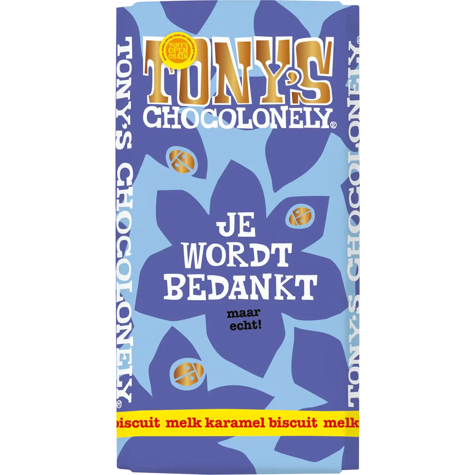 Tony's Chocolonely Tony's Je Wordt Bedankt, Melk Karamel Biscuit