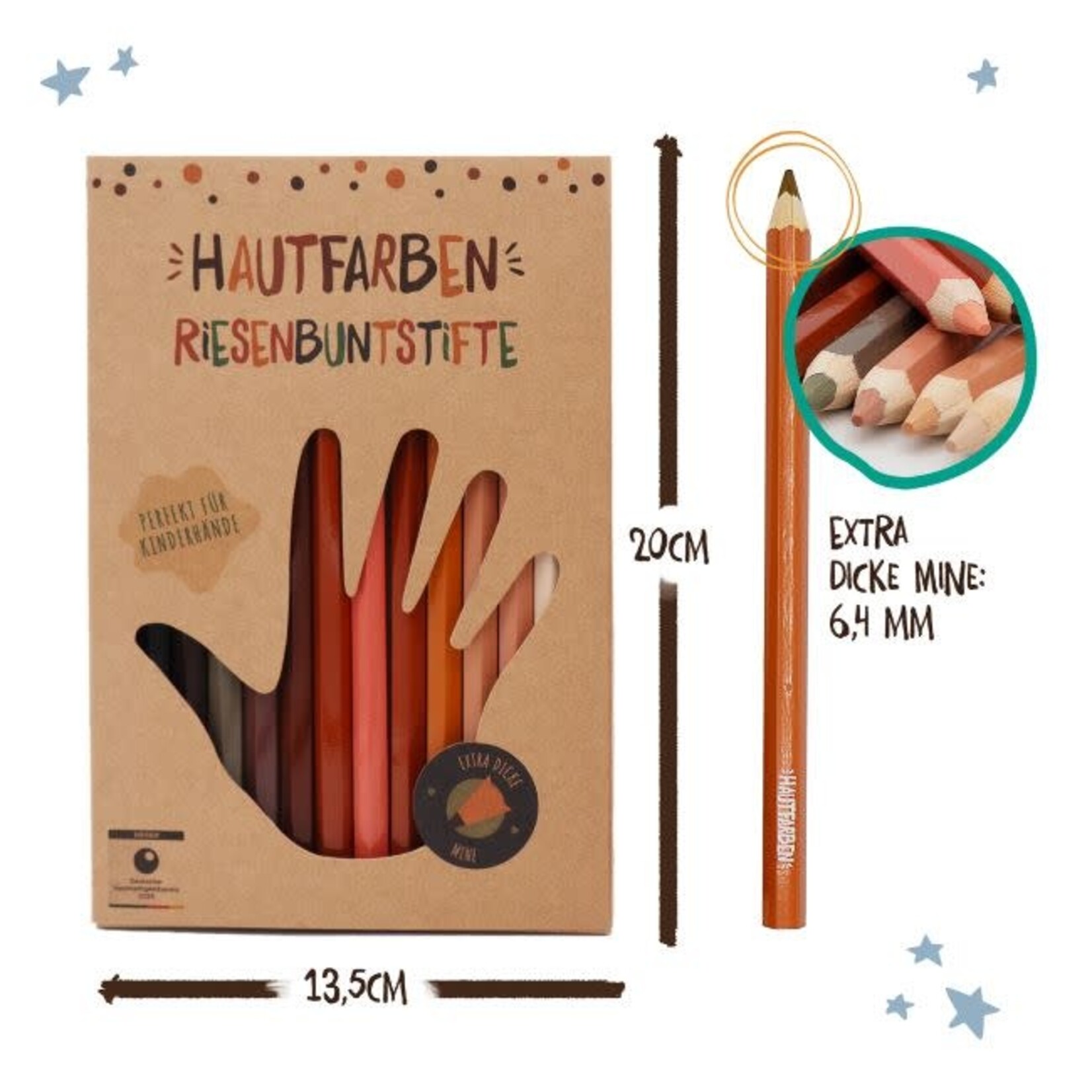 Hautfarben Mega kleurpotloden huidskleuren 12st