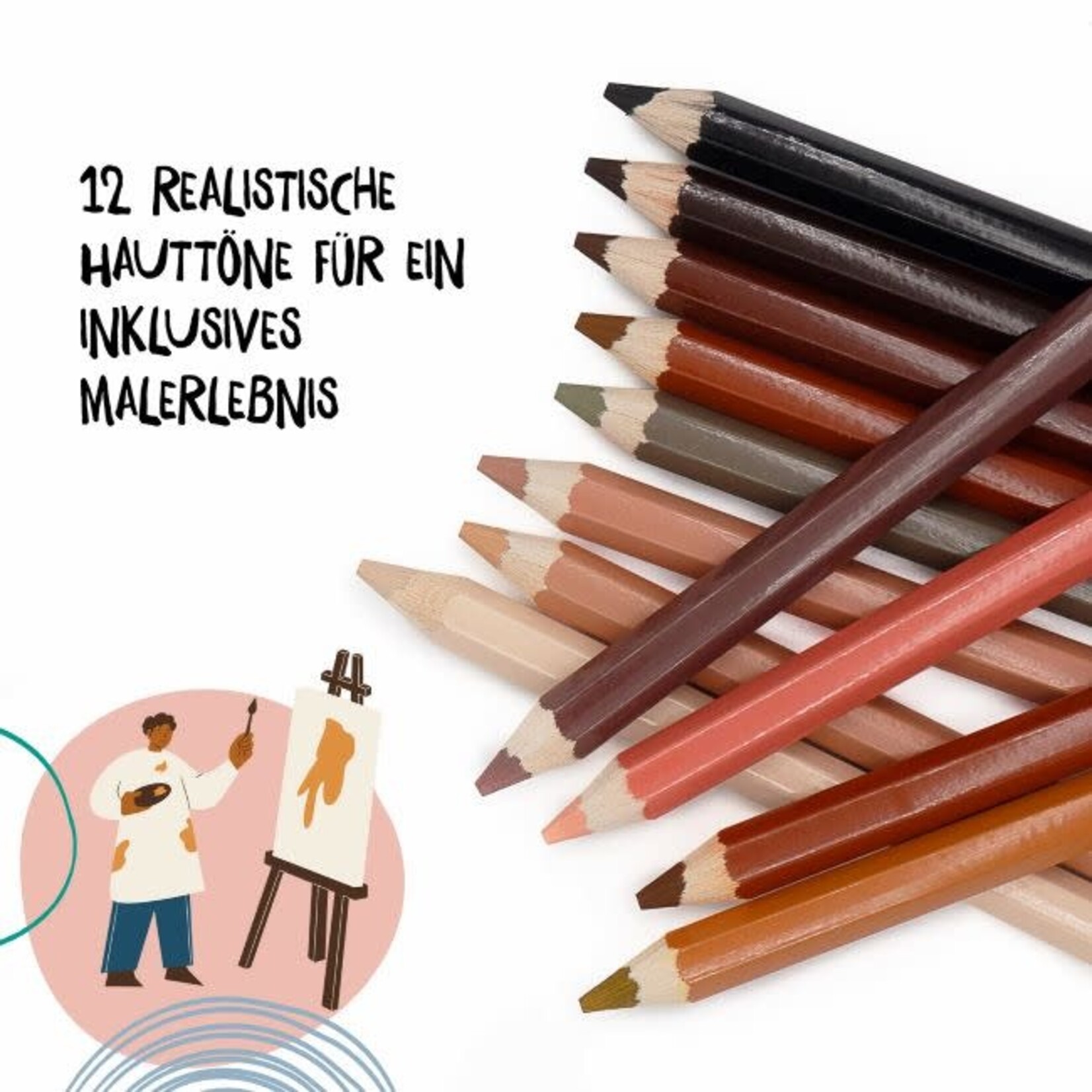 Hautfarben Mega kleurpotloden huidskleuren 12st