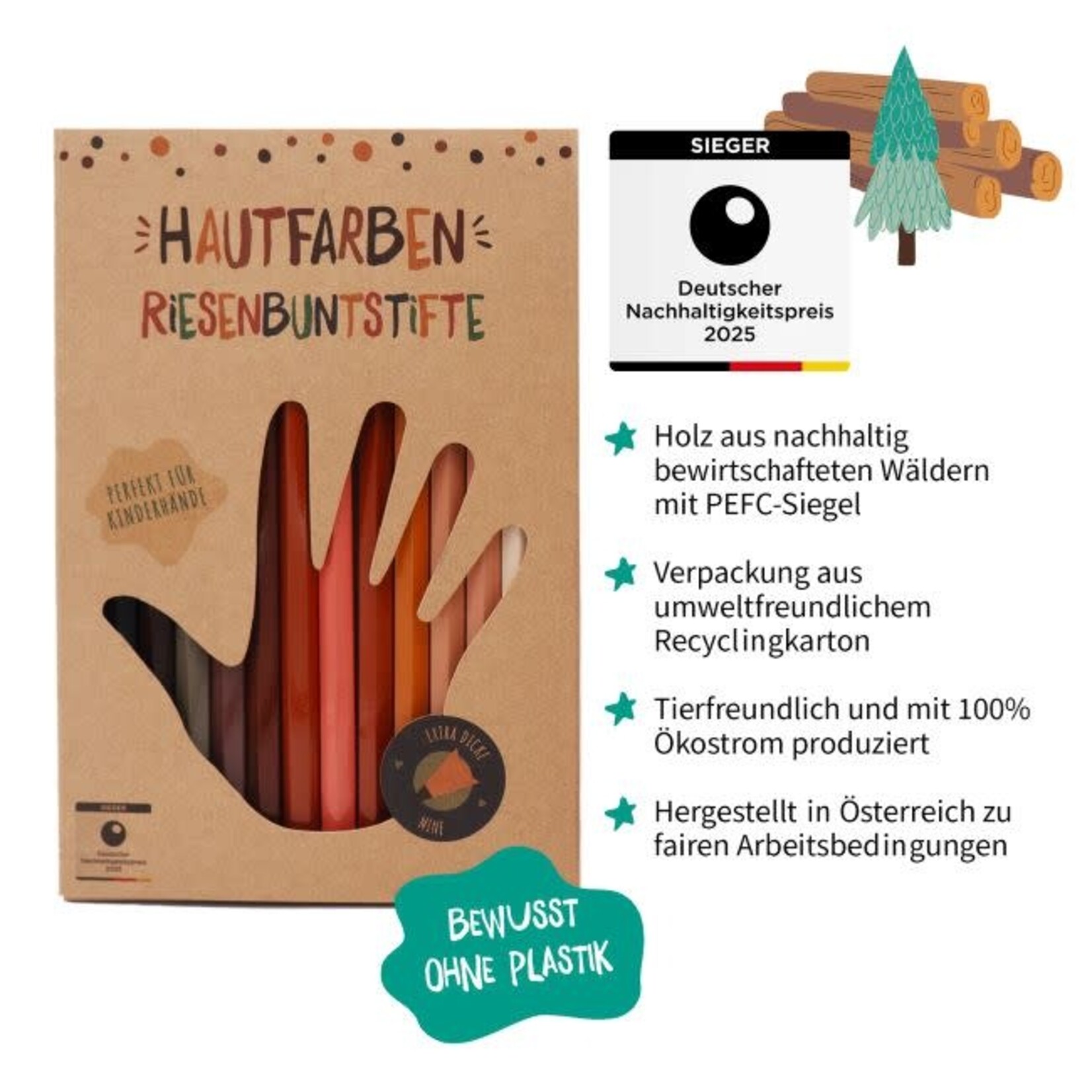 Hautfarben Mega kleurpotloden huidskleuren 12st