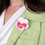 Sjaal met Verhaal Broche Viooltje assorti