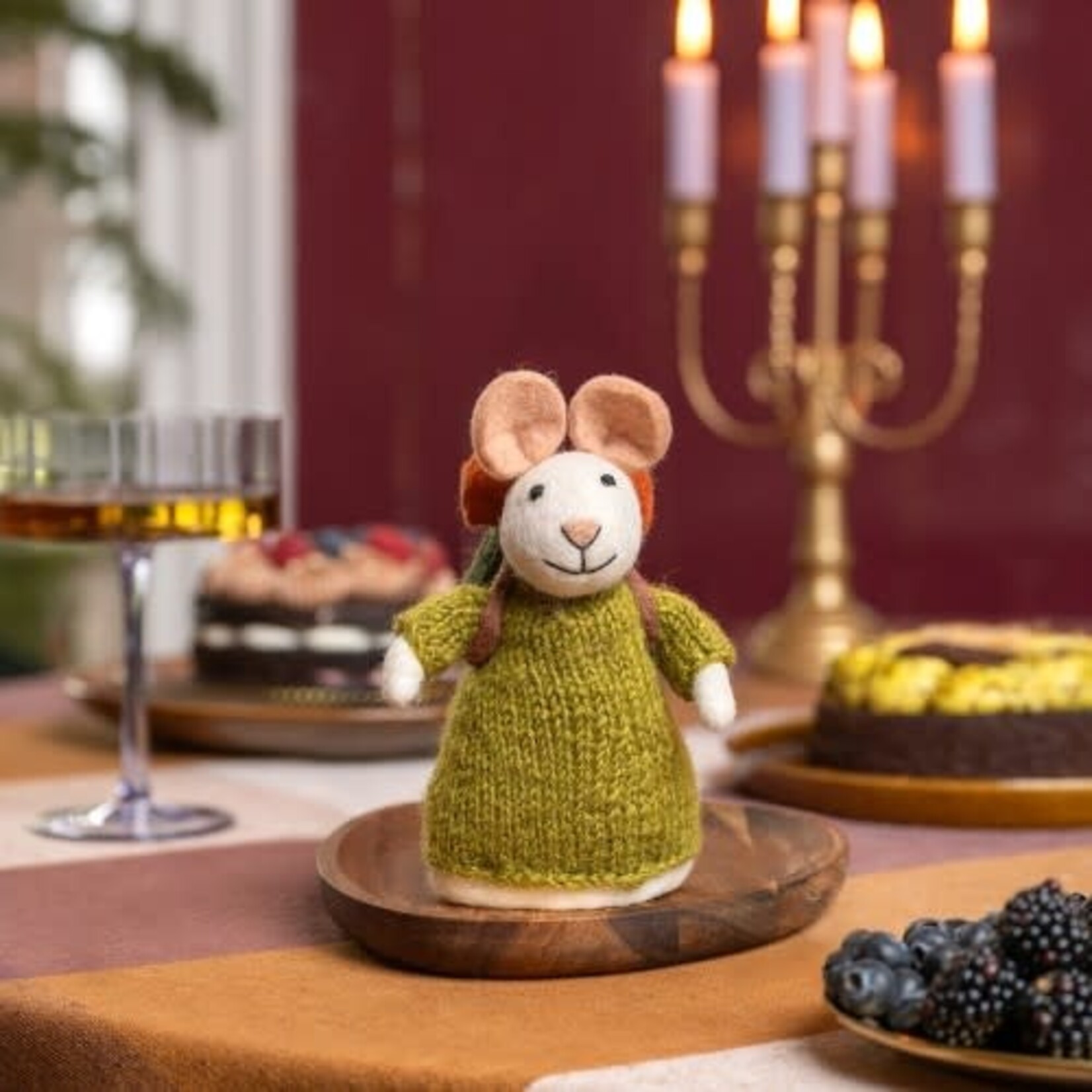 Sjaal met Verhaal Decoratie Muis Wandelaar Lichtgroen