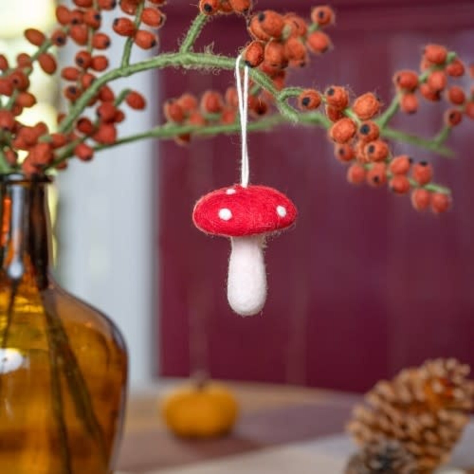 Sjaal met Verhaal Hanger Paddenstoel Rood Medium