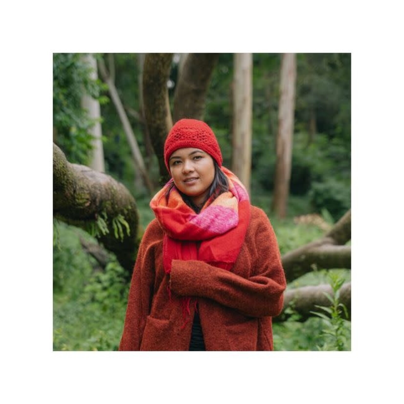Sjaal met Verhaal Muts Granny Square Rood