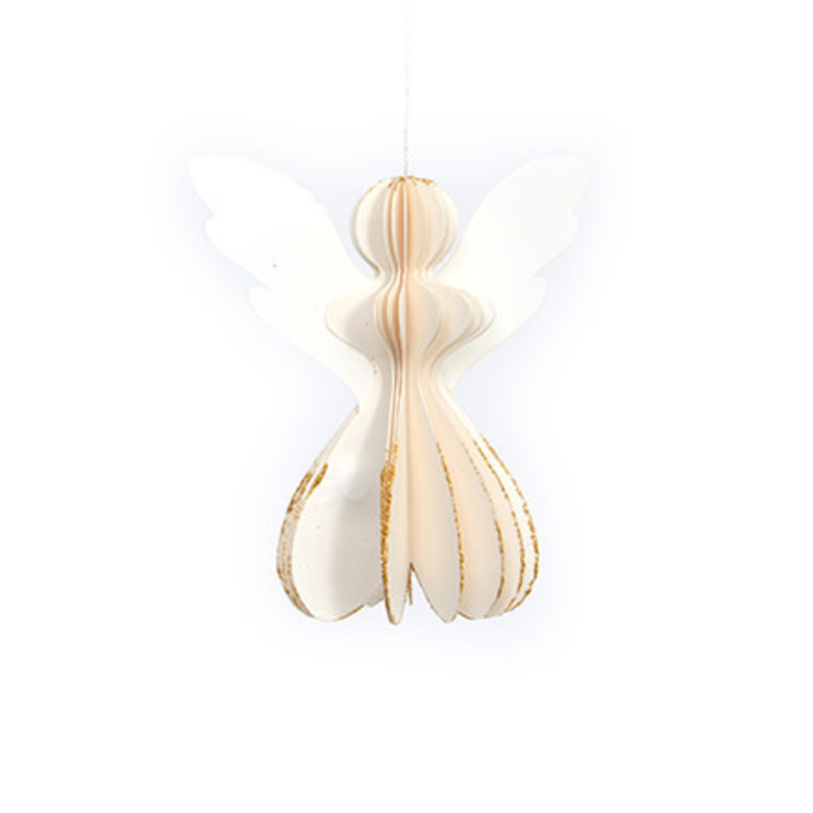 Only Natural Engel papier Ivoor 12.5 cm gouden glitter rand