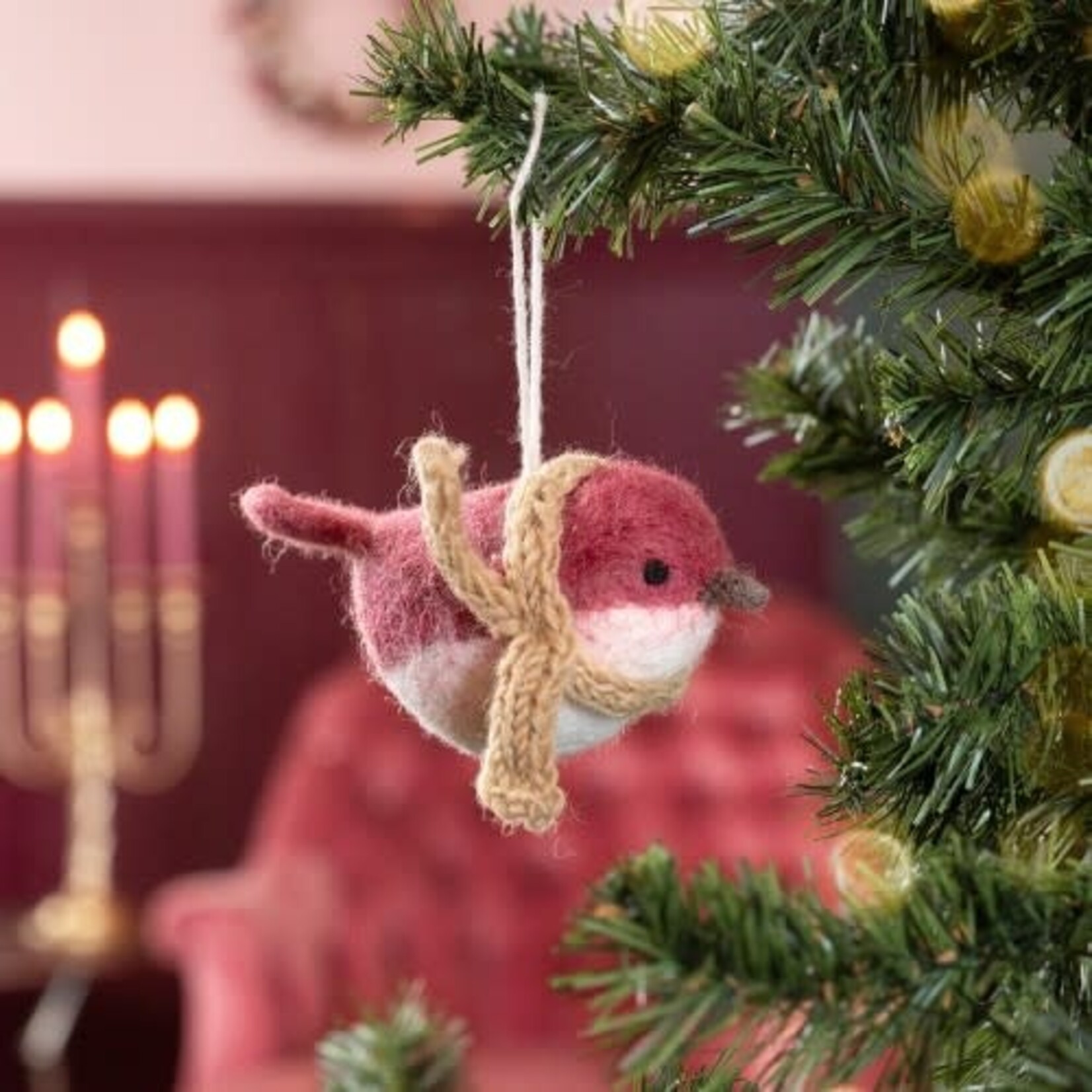 Sjaal met Verhaal Hanger Vogeltje Cyclaam