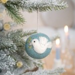 Sjaal met Verhaal Kerstbal IJsblauw Vredesduif