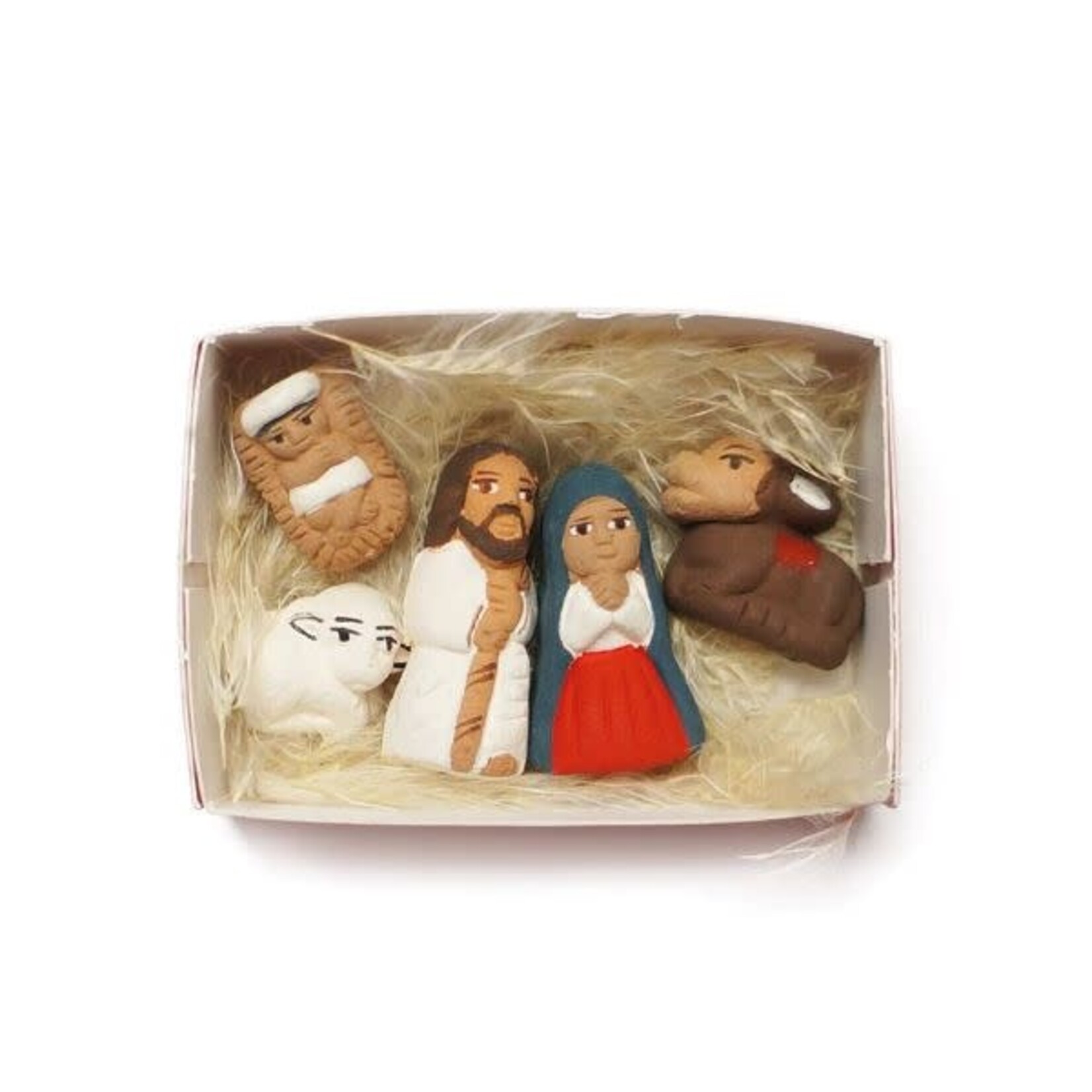 Titicaca Kerststal figuurtjes in luciferdoosje rood