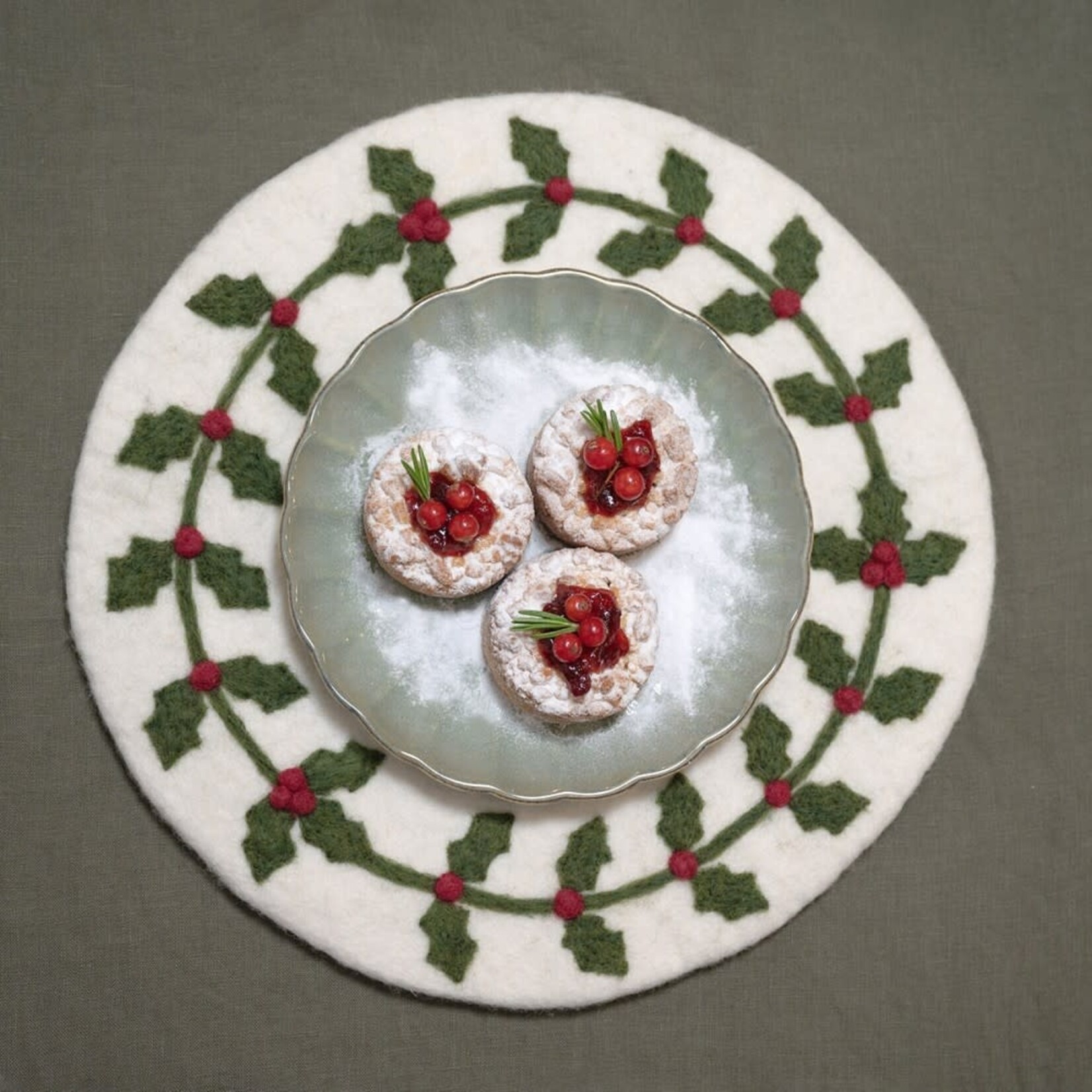 Sjaal met Verhaal Onderzetter 35 cm Holly Berry