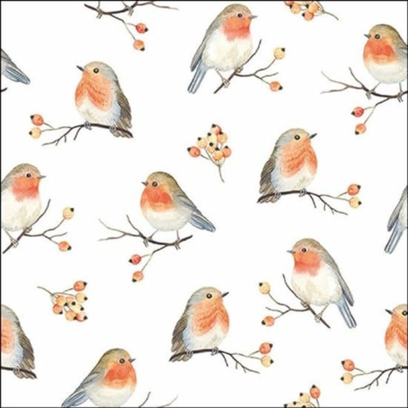 Ambiente Cocktail Servetten (12,5x12,5 cm) Roodborstje