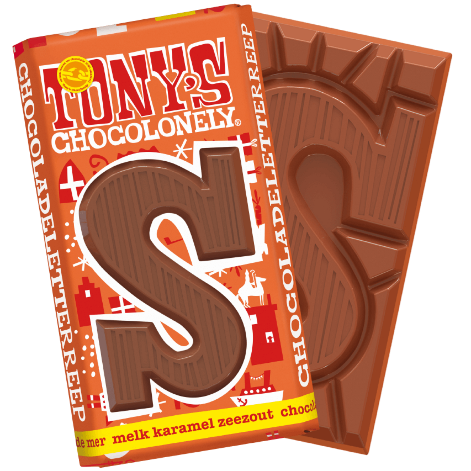 Tony's Chocolonely Tony's Letterreep S  Melk Karamel Zeezout 180 g