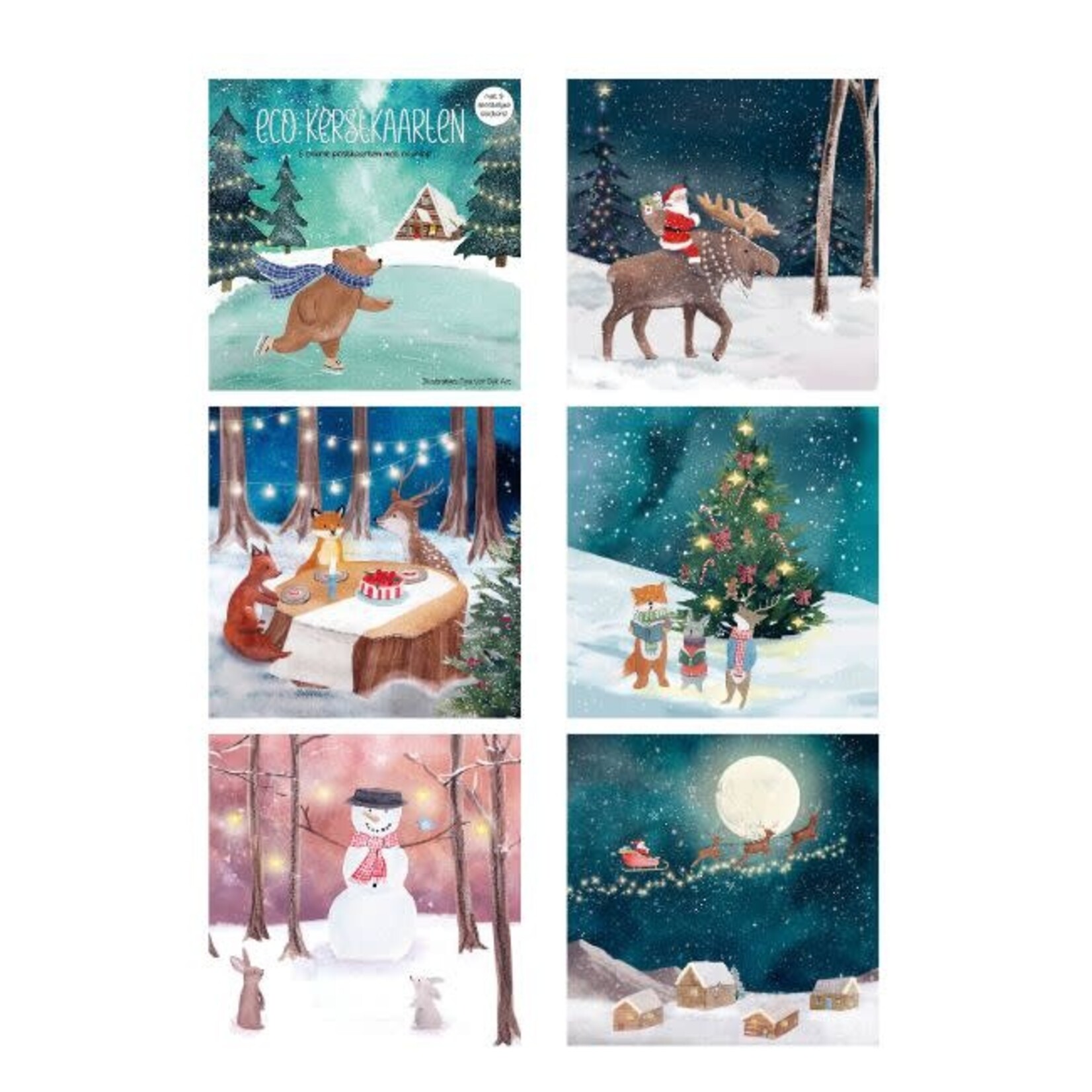 Zintenz Eco Kerstkaarten Set 20 Tina van Dijk Art