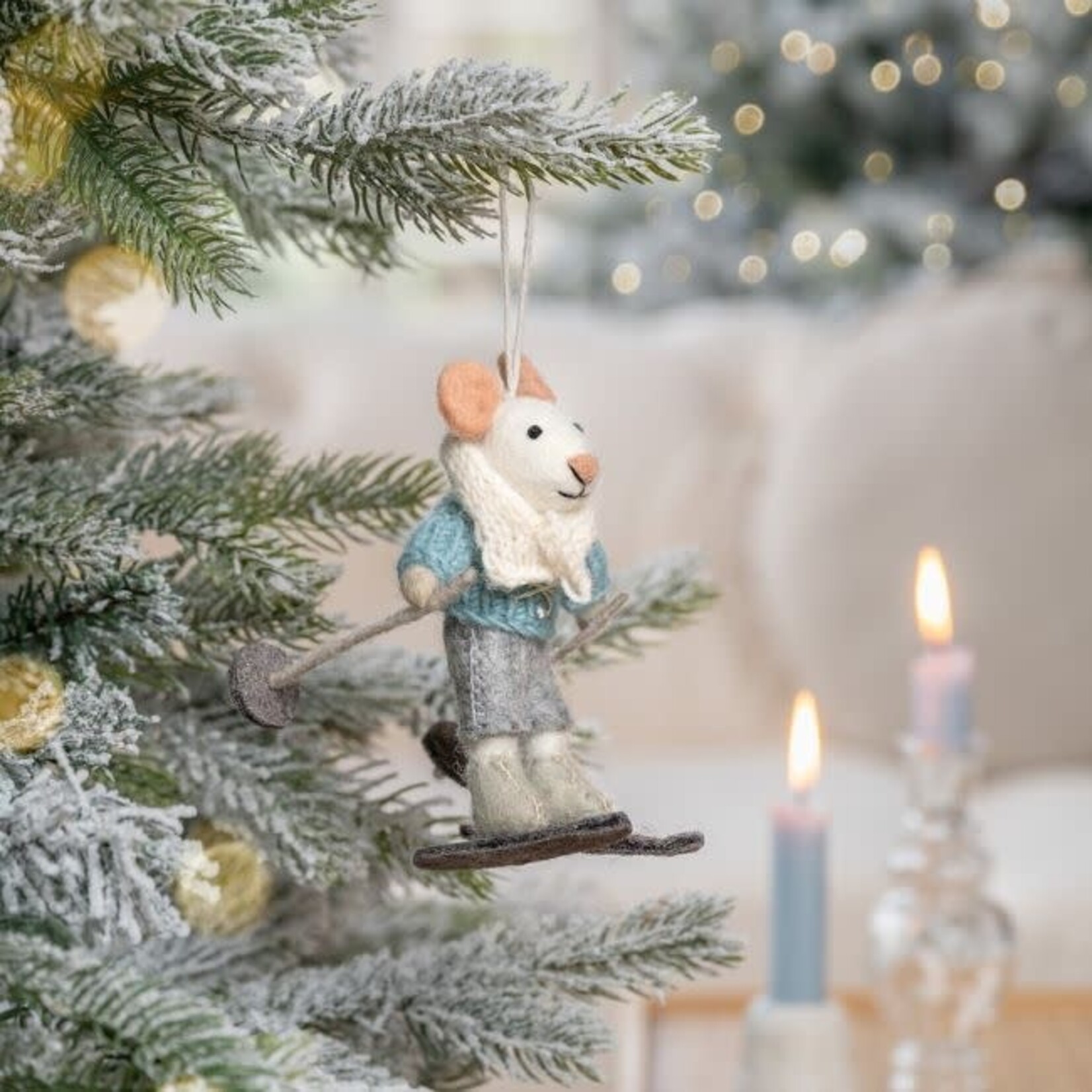 Sjaal met Verhaal Hanger Muis Skiër