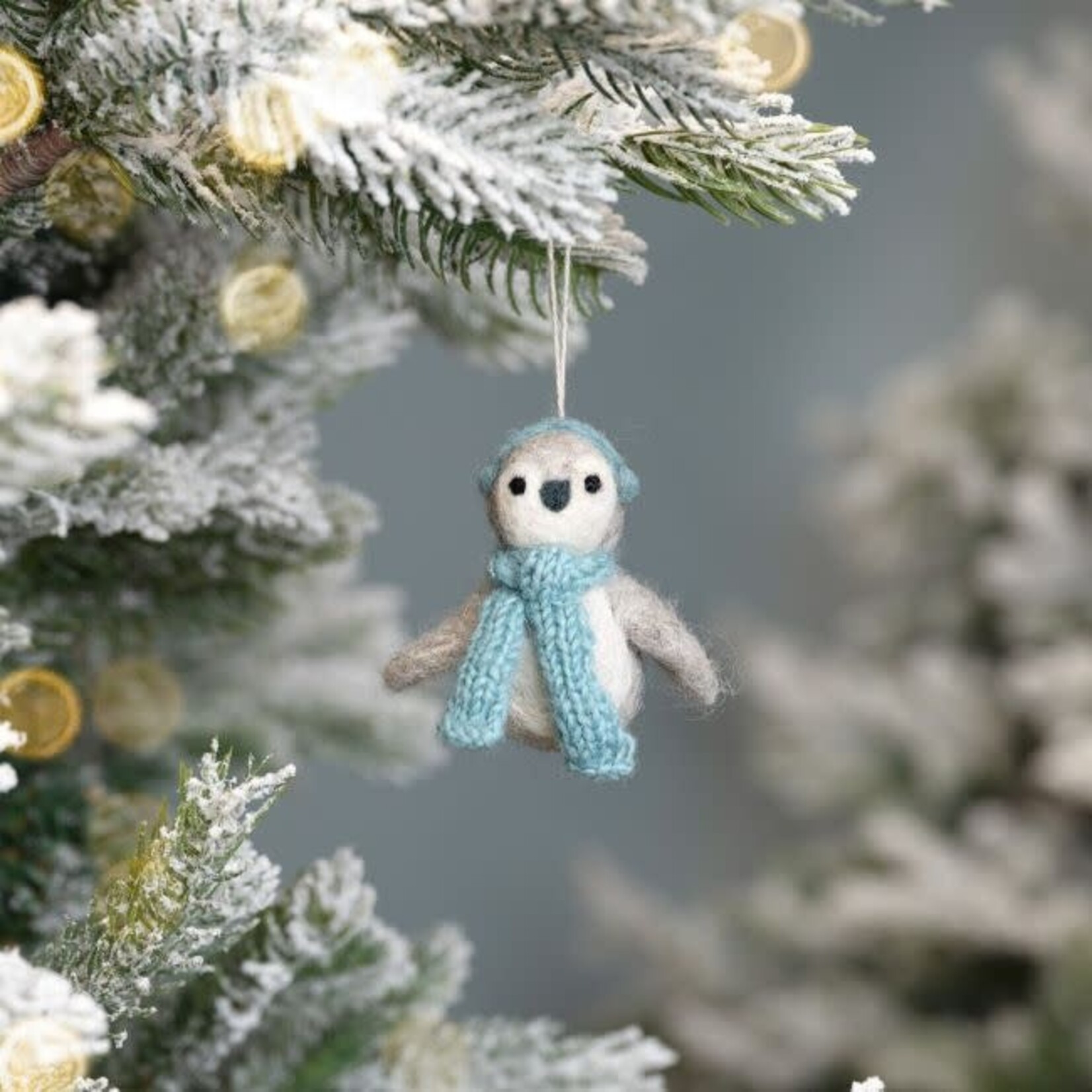 Sjaal met Verhaal Hanger Pinguin Ijsblauw