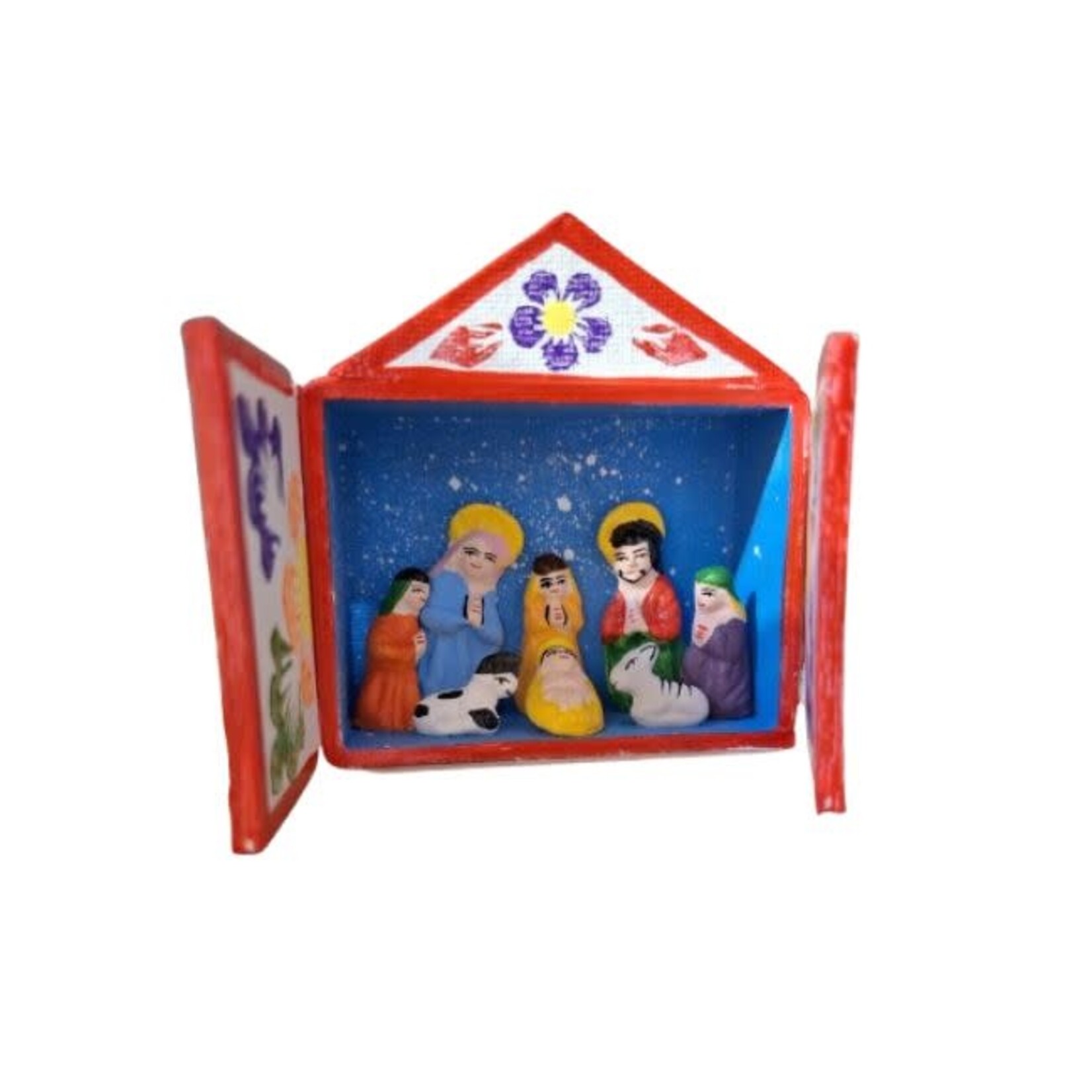 Wilma's Fair Trade C Kerststal in houten retablo