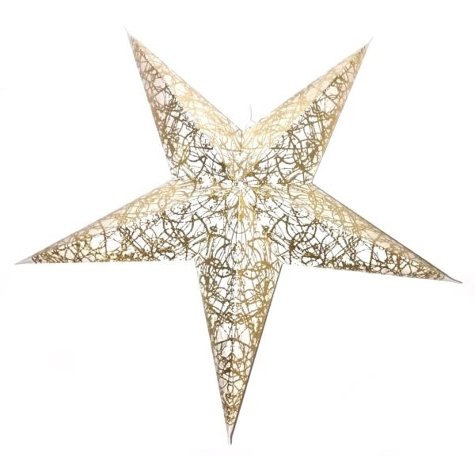 Only Natural Papieren Ster wit met gouden kringels