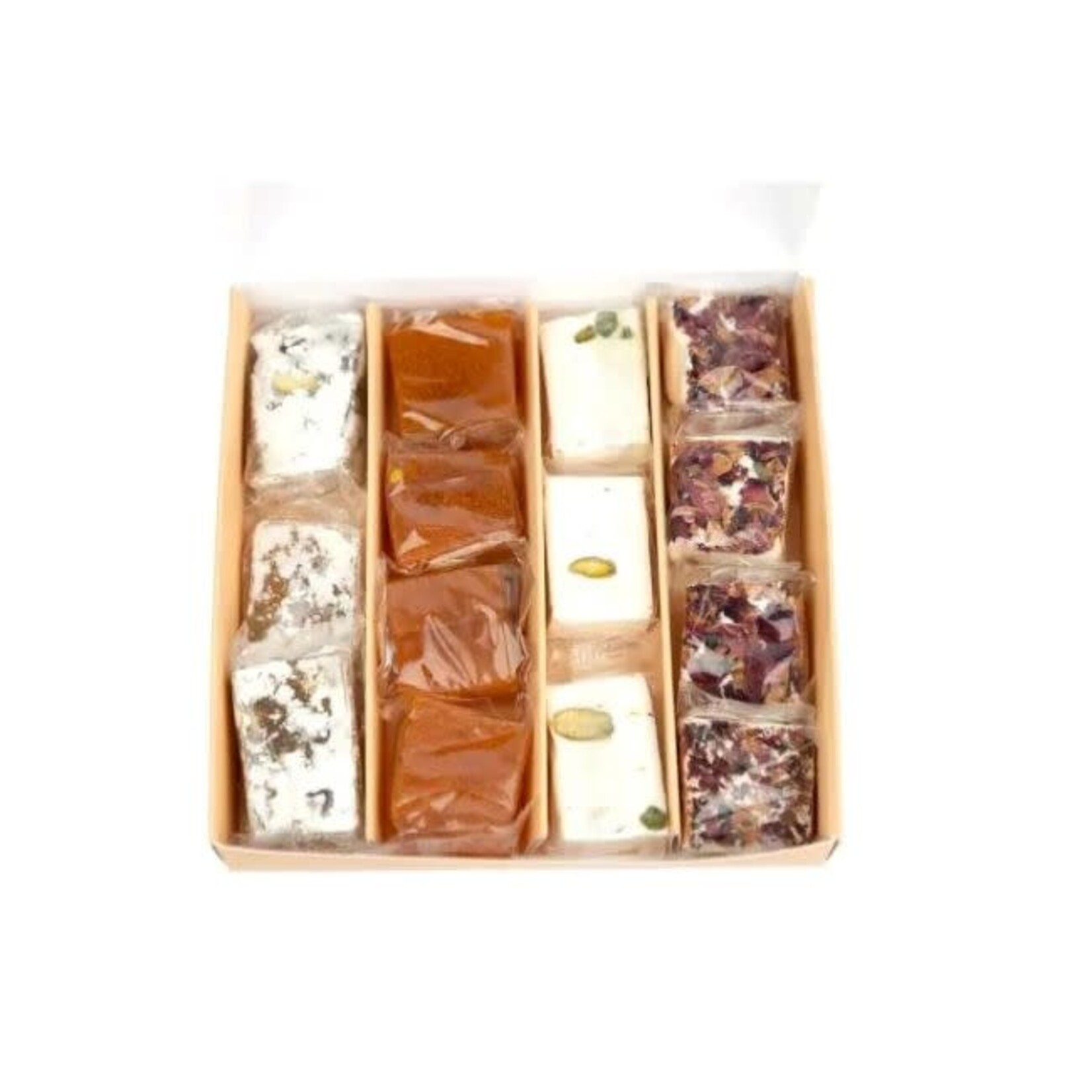 El Puente Nougat met pistache, rozenblaadjes en amandelen