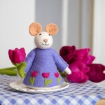 Sjaal met Verhaal Decoratie Muis met Tulp Paars-Fuchsia