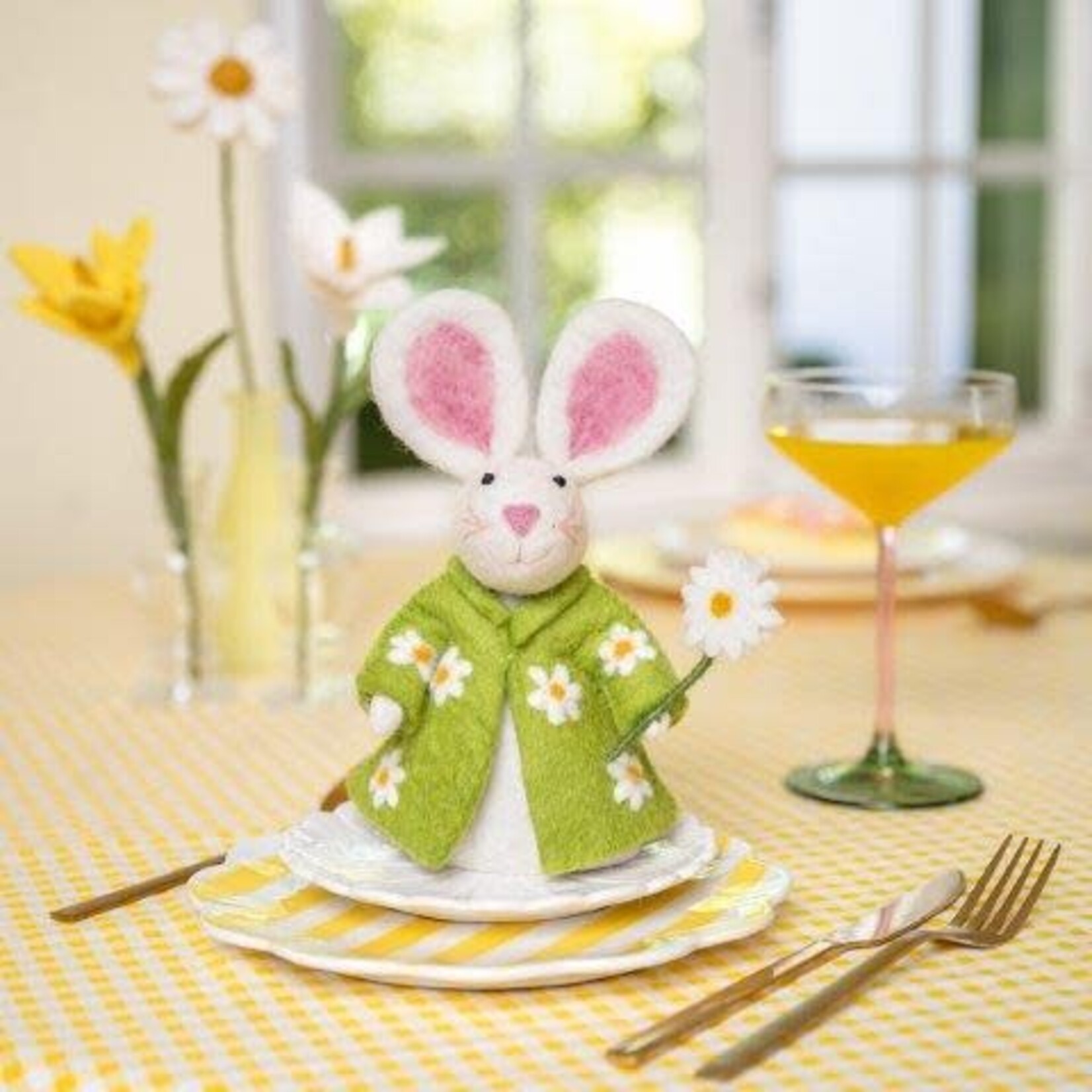 Sjaal met Verhaal Decoratie Haas Groen met Margrietjes