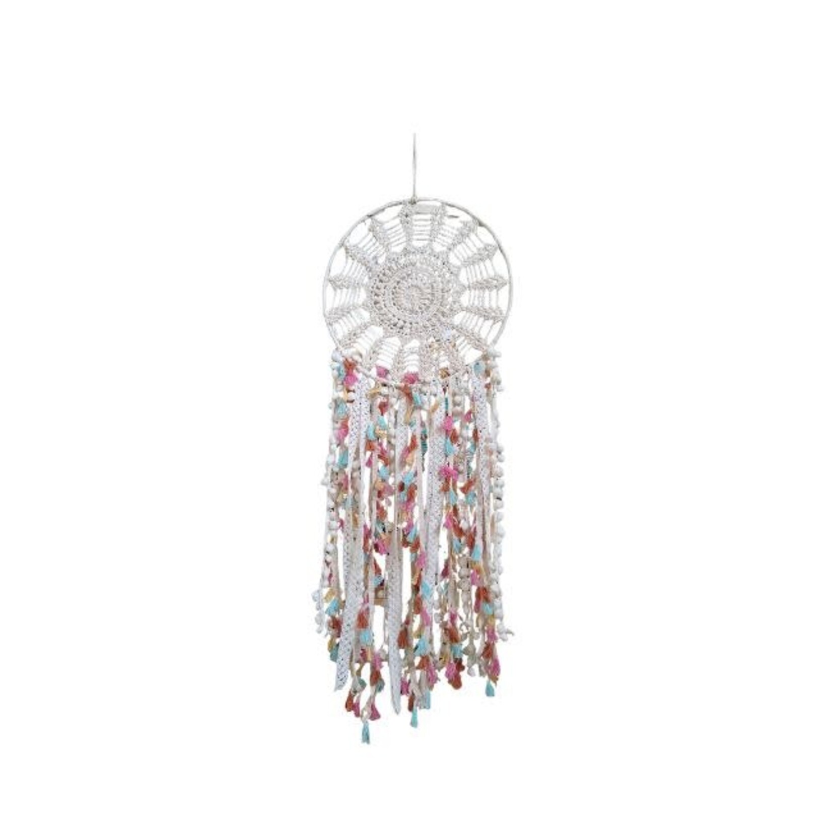 Wilma's Fair Trade C Macramé droomvanger wit franje