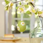 Sjaal met Verhaal Hanger Ei Margrietjes Lichtgroen