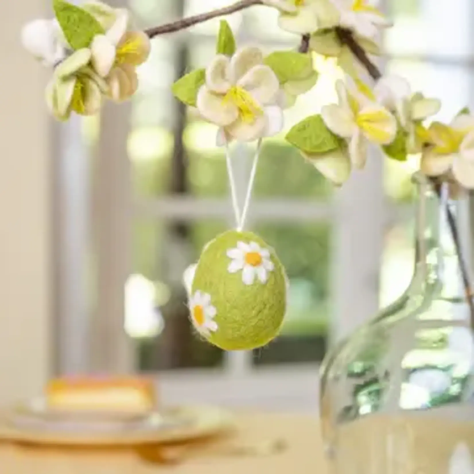 Sjaal met Verhaal Hanger Ei Margrietjes Lichtgroen